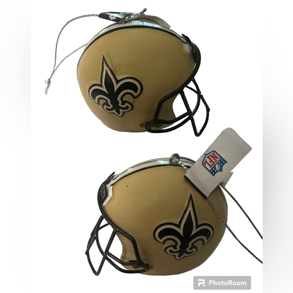 NFL New Orleans Saints Helmet Ornament 2 pcs. Bundle
